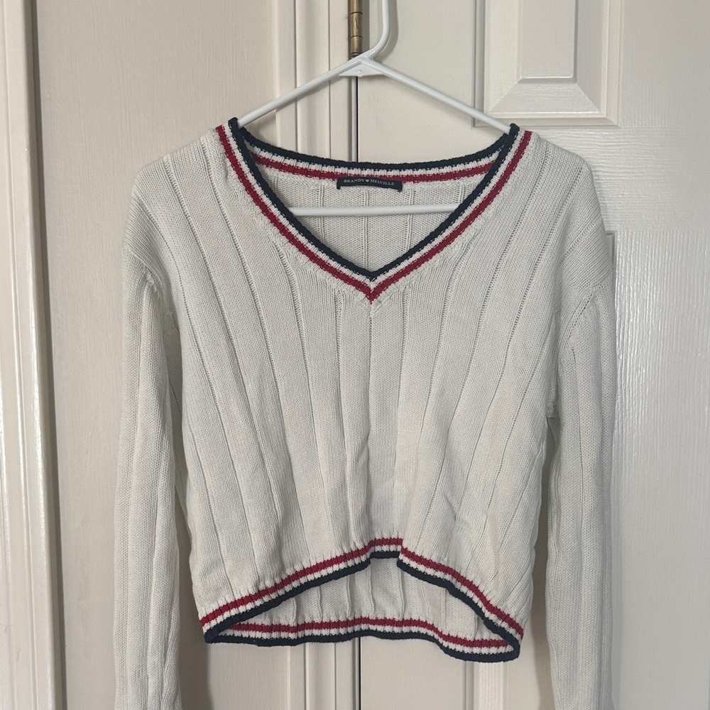Brandy Melville Varsity V-Neck Sweater
